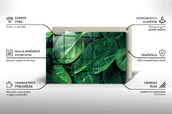 Üveg vágódeszka Bazsalikom