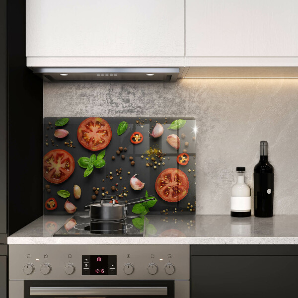 Üveg vágódeszka Paradicsom és fűszerek