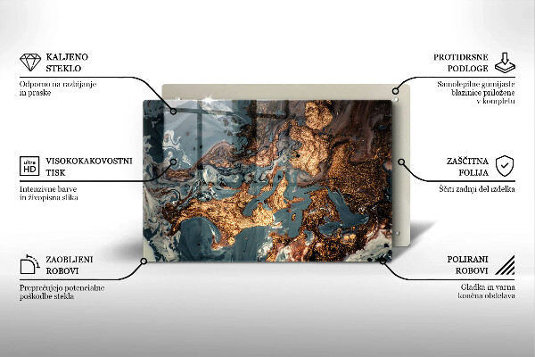 Üveg vágódeszka Arany sziklaszerkezet