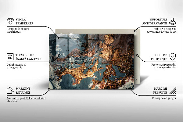 Üveg vágódeszka Arany sziklaszerkezet