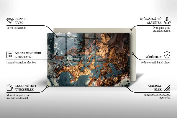 Üveg vágódeszka Arany sziklaszerkezet