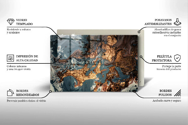 Üveg vágódeszka Arany sziklaszerkezet