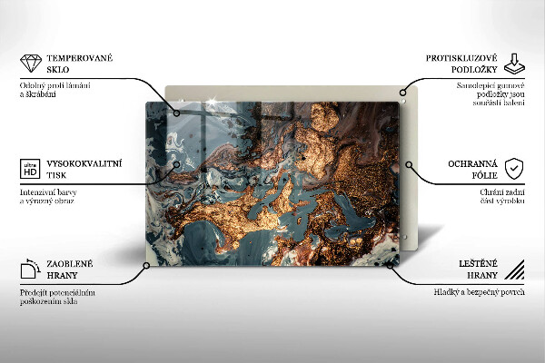 Üveg vágódeszka Arany sziklaszerkezet