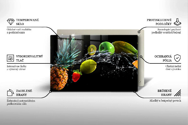 Üveg vágódeszka Gyümölcsök vízben