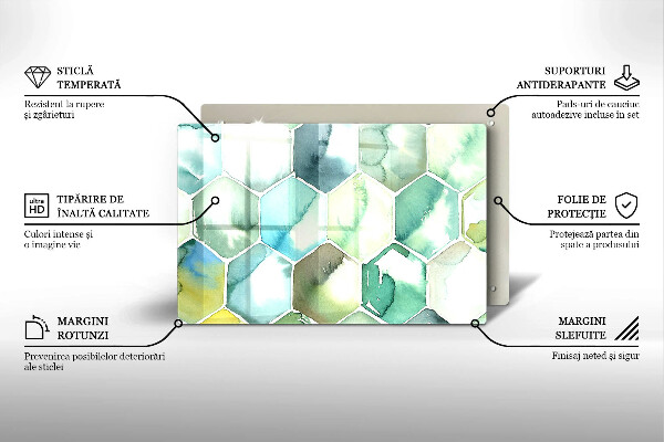 Üveg vágódeszka Akvarell hatszögek