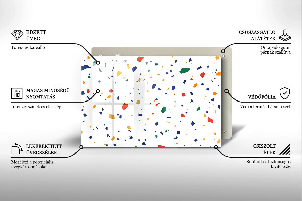 Üveg vágódeszka Színes kőedény