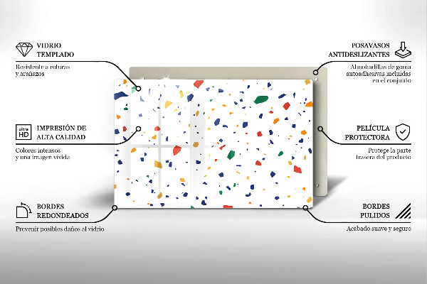 Üveg vágódeszka Színes kőedény