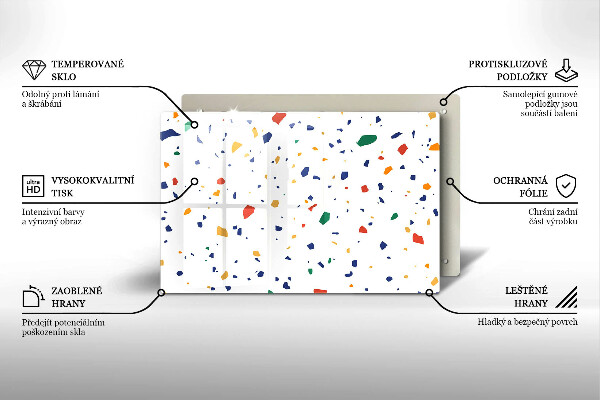 Üveg vágódeszka Színes kőedény