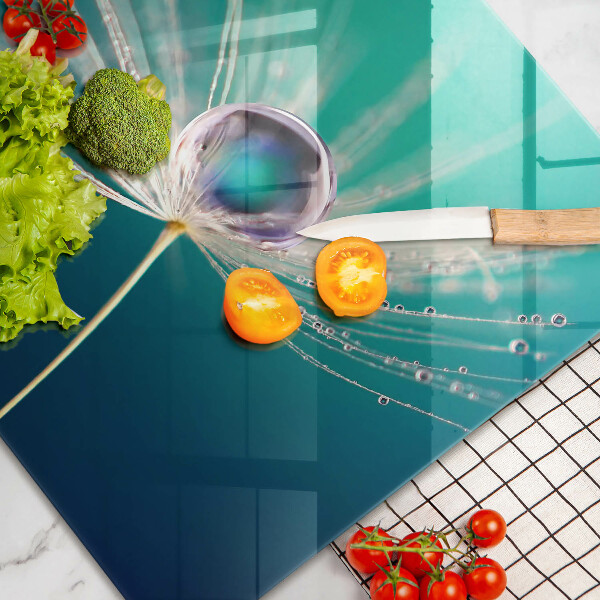 Üveg vágódeszka Harmat a pitypangon