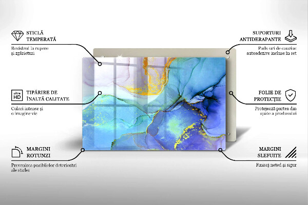 Üveg vágódeszka Repedt arany kő