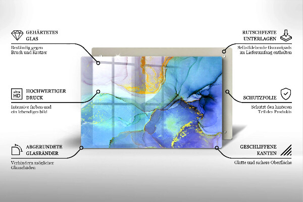 Üveg vágódeszka Repedt arany kő