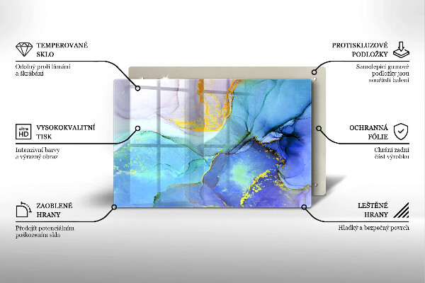 Üveg vágódeszka Repedt arany kő