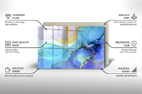 Üveg vágódeszka Repedt arany kő