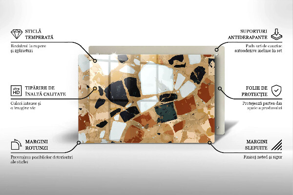 Üveg vágódeszka Dekoratív kövek lemez