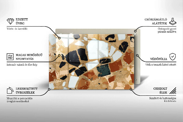 Üveg vágódeszka Dekoratív kövek lemez