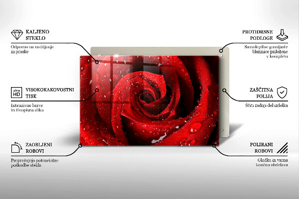 Üveg vágódeszka Rózsa virág szirmai