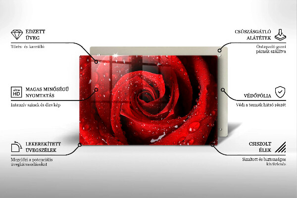 Üveg vágódeszka Rózsa virág szirmai
