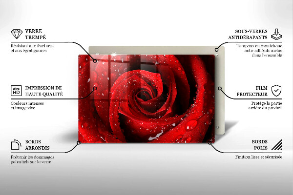 Üveg vágódeszka Rózsa virág szirmai