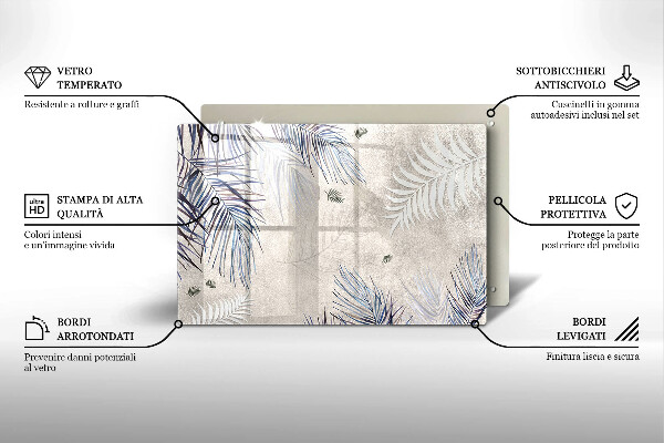 Üveg vágódeszka Finom levelek