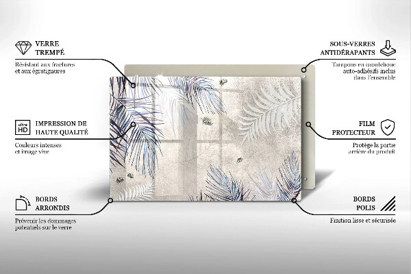 Üveg vágódeszka Finom levelek