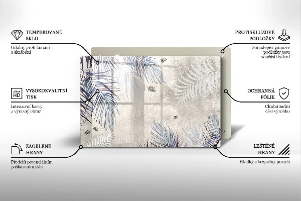 Üveg vágódeszka Finom levelek