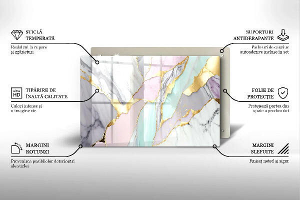 Üveg vágódeszka Pasztell márvány