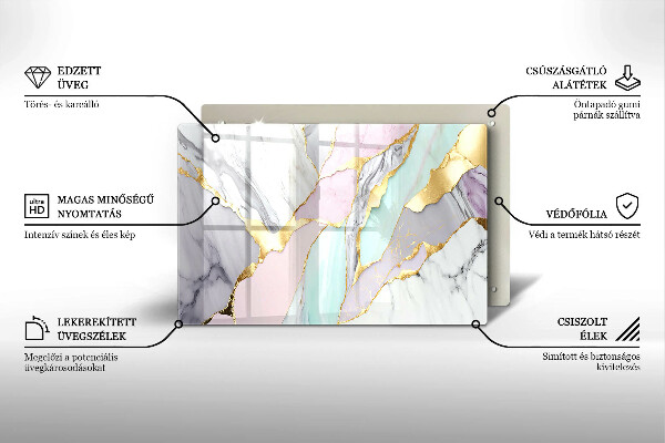 Üveg vágódeszka Pasztell márvány