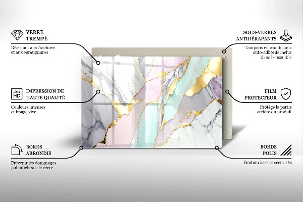 Üveg vágódeszka Pasztell márvány