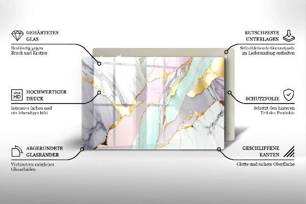 Üveg vágódeszka Pasztell márvány