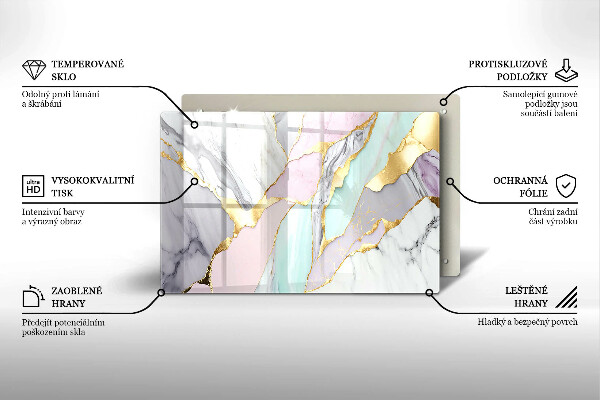 Üveg vágódeszka Pasztell márvány