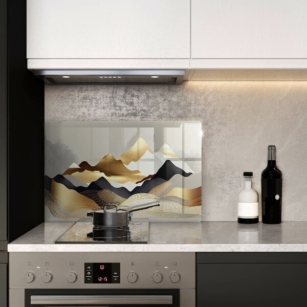 Üveg vágódeszka Absztrakt arany hegyek