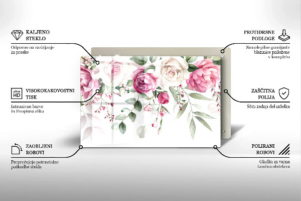 Üveg vágódeszka Akvarell rózsák