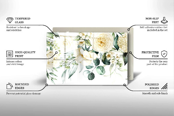 Üveg vágódeszka Akvarell virágok