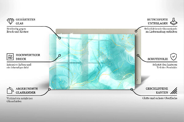 Üveg vágódeszka Kék és arany absztrakció