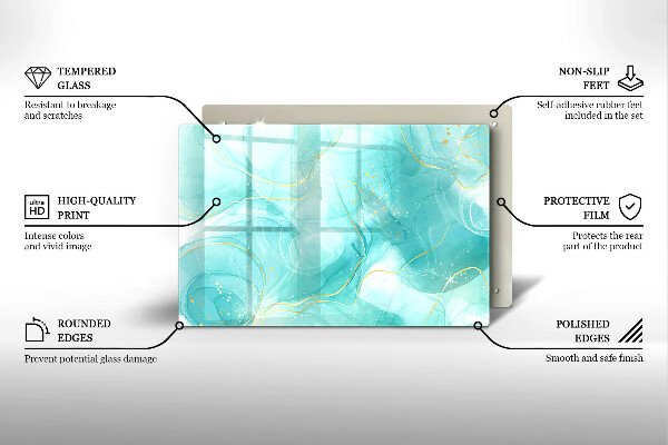 Üveg vágódeszka Kék és arany absztrakció