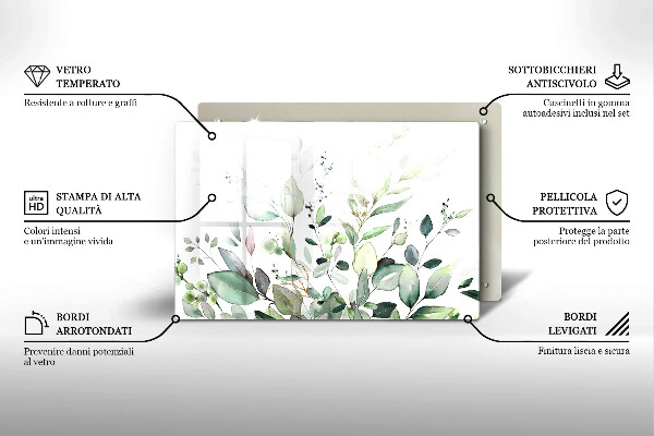 Üveg vágódeszka Akvarell növények