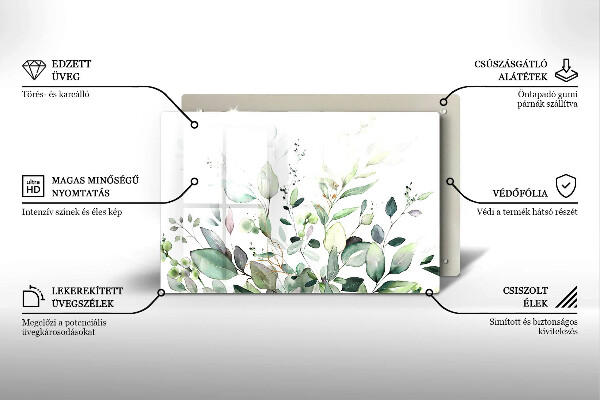 Üveg vágódeszka Akvarell növények