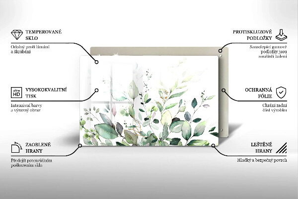 Üveg vágódeszka Akvarell növények