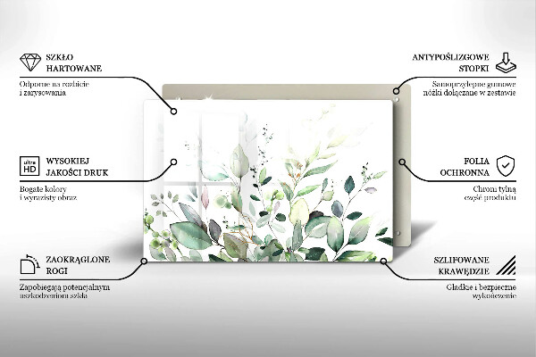 Üveg vágódeszka Akvarell növények