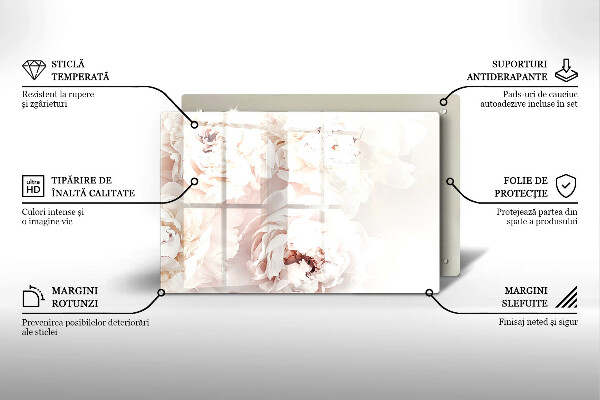 Üveg vágódeszka Pasztell bazsarózsa