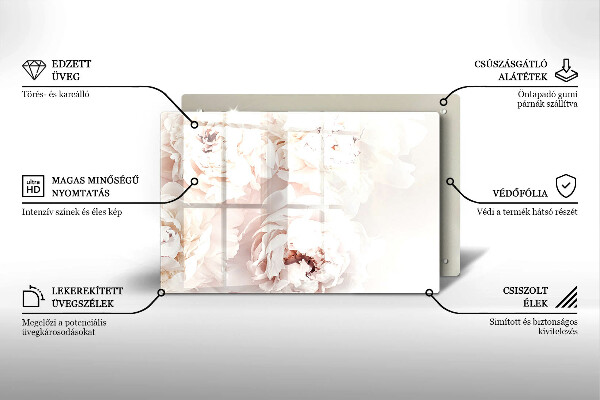 Üveg vágódeszka Pasztell bazsarózsa