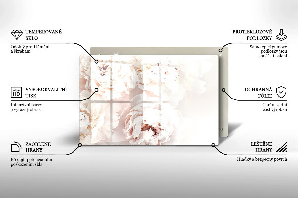 Üveg vágódeszka Pasztell bazsarózsa