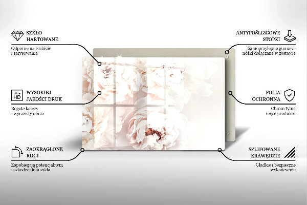 Üveg vágódeszka Pasztell bazsarózsa