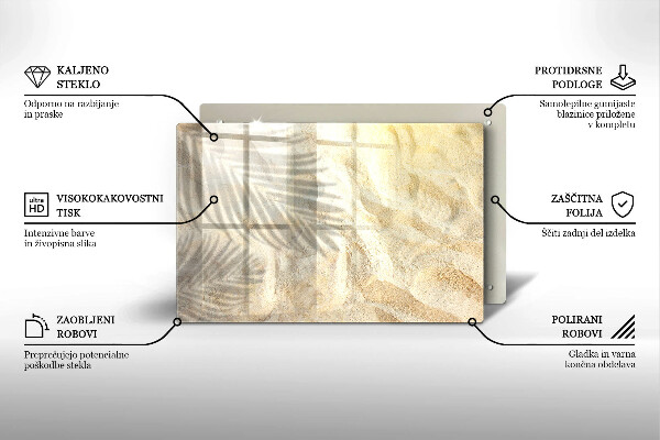 Üveg vágódeszka Pálmalevél és homok