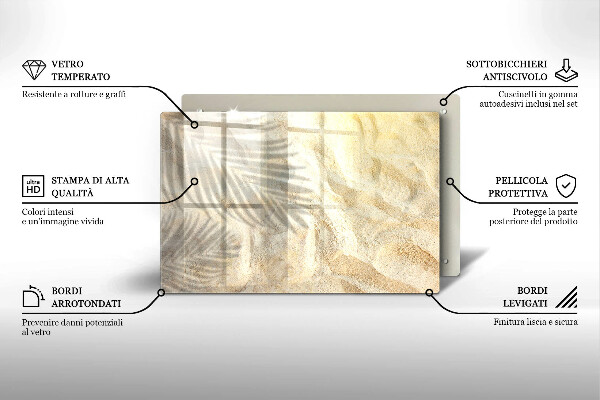 Üveg vágódeszka Pálmalevél és homok