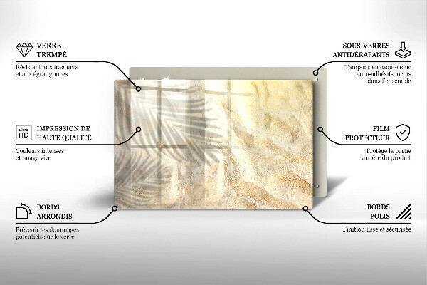Üveg vágódeszka Pálmalevél és homok