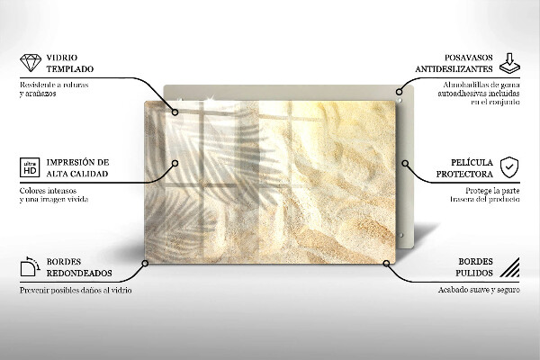Üveg vágódeszka Pálmalevél és homok