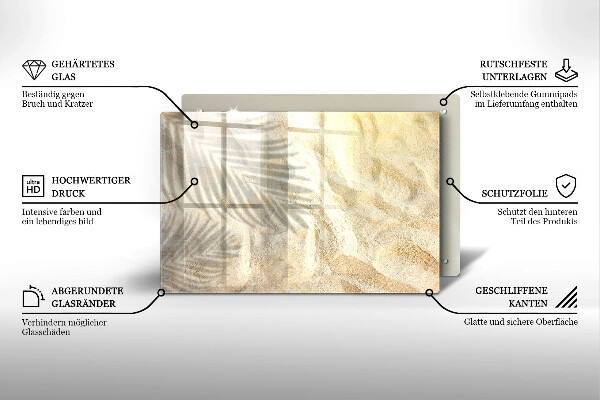 Üveg vágódeszka Pálmalevél és homok