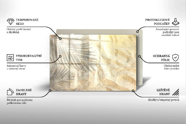Üveg vágódeszka Pálmalevél és homok