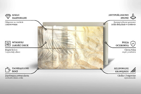 Üveg vágódeszka Pálmalevél és homok